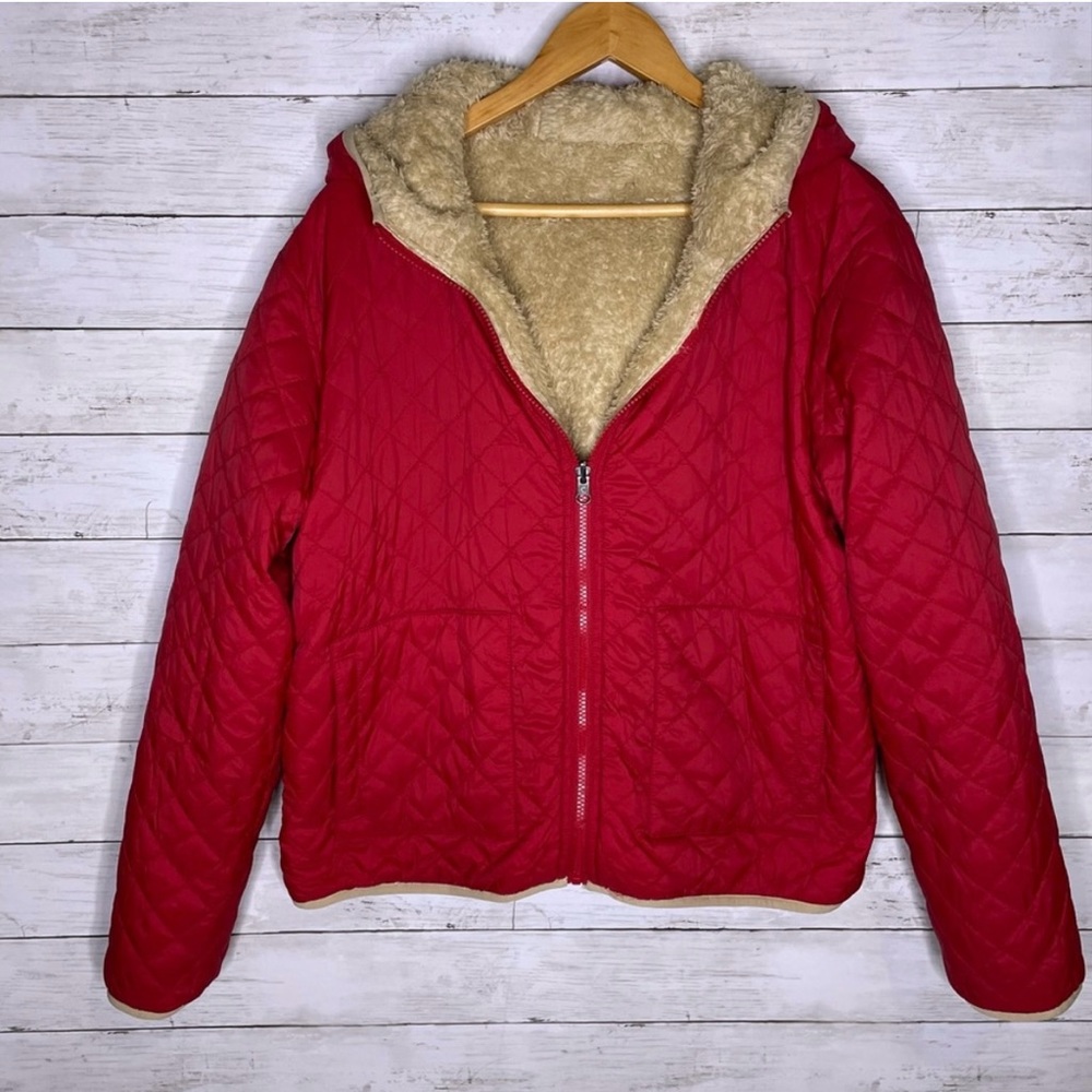 Zyia Active Red Sherpa Hooded Reversible Jacket